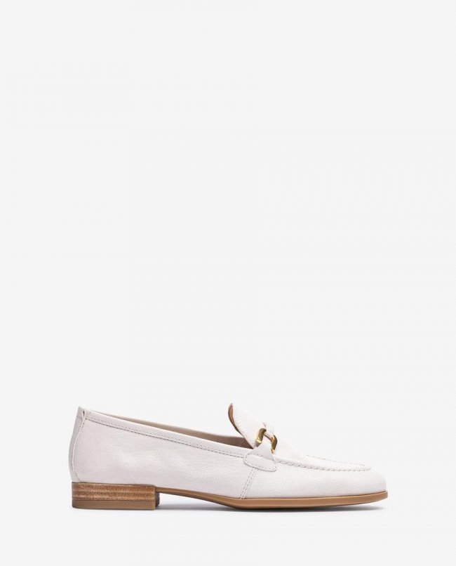 Mocassins Unisa Femme avec bordure en cuir assorti - Blanc