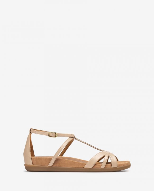 Sandales plates Unisa pour femme avec détails en cristaux - Beige Sandales plates Unisa pour femme avec détails en cristaux - Beige