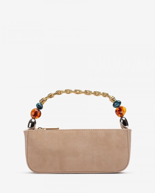 Sac à main Unisa avec anse tressée et ornements - Beige