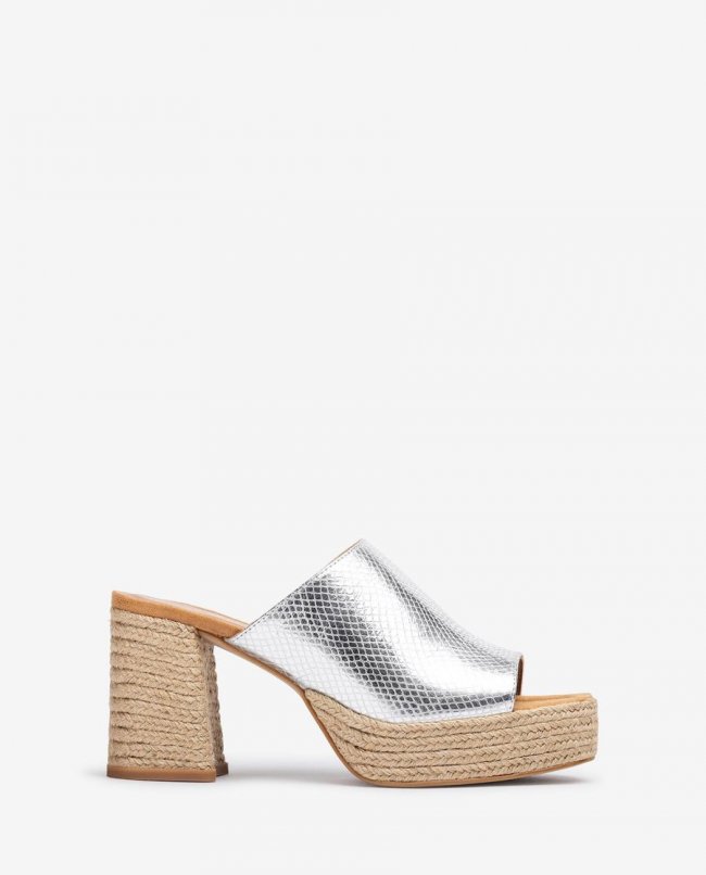 Sandales à plateforme à talon Unisa en jute naturel pour femme - Argent Sandales à plateforme à talon Unisa en jute naturel pour femme - Argent