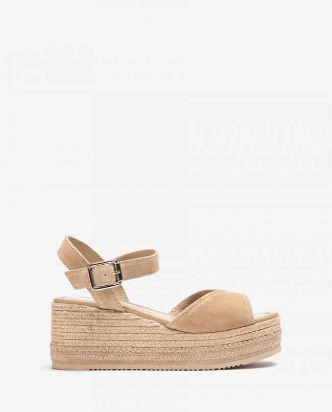 Sandales compensées Unisa pour femme avec détails - Beige Sandales compensées Unisa pour femme avec détails - Beige