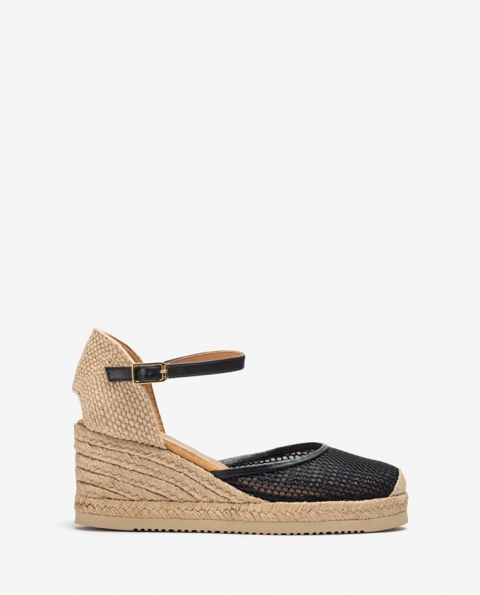 Espadrilles en maille et cuir Unisa pour femme - Noir Espadrilles en maille et cuir Unisa pour femme - Noir