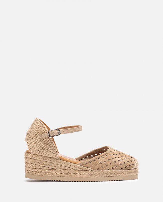 Espadrilles compensées basses perforées Unisa pour femme - Beige Espadrilles compensées basses perforées Unisa pour femme - Beige
