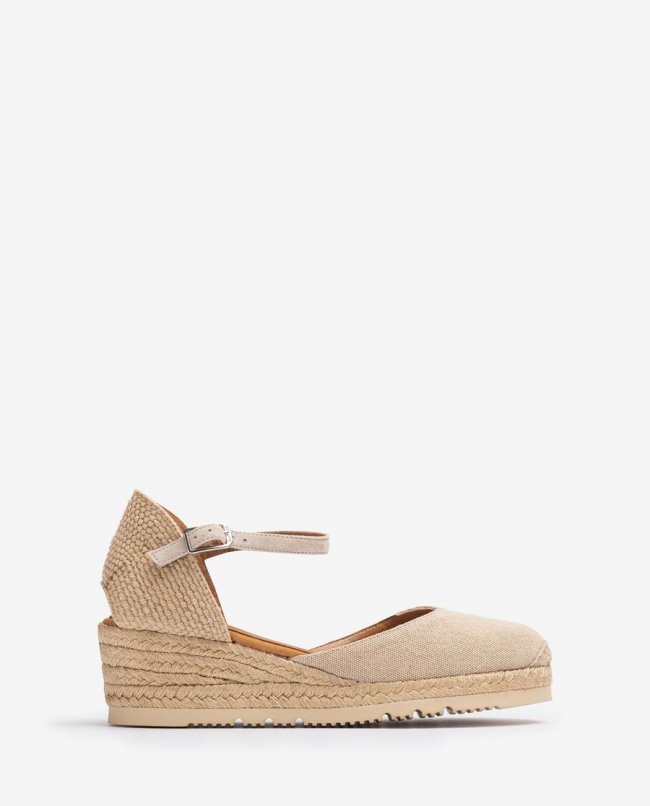 Espadrilles compensées basses Unisa Femme en Ecolino - Marron Espadrilles compensées basses Unisa Femme en Ecolino - Marron