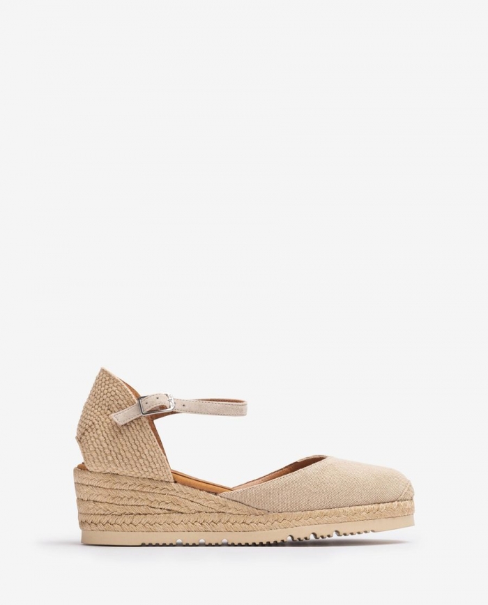Espadrilles compensées basses Unisa Femme en Ecolino - Marron Espadrilles compensées basses Unisa Femme en Ecolino - Marron