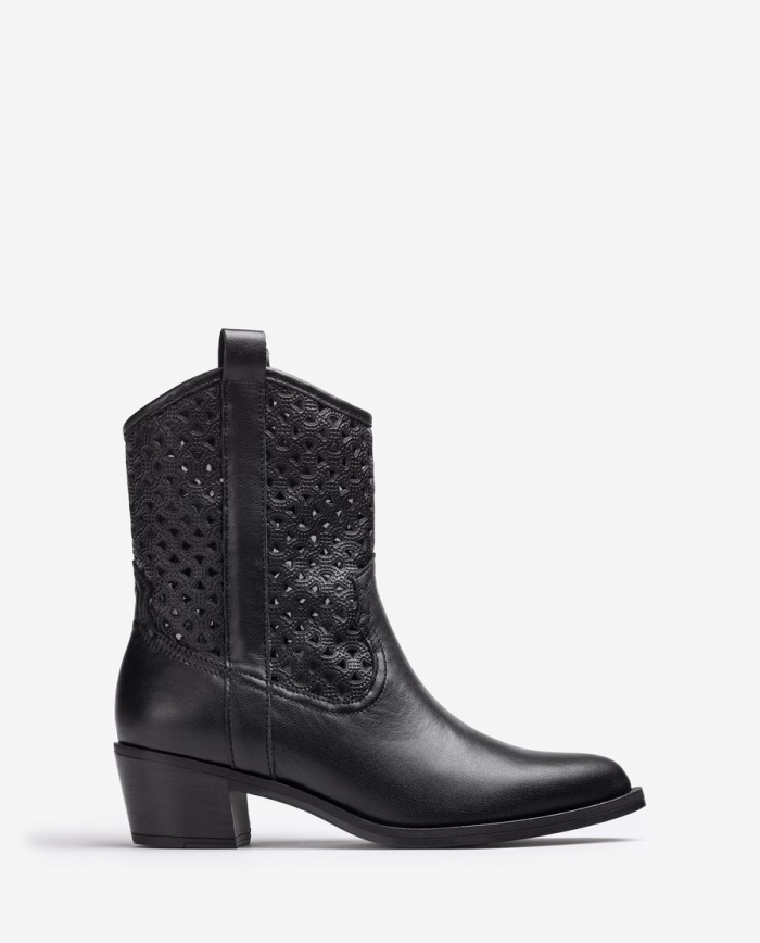 Botte cowboy Unisa avec détails perforés - Noir Botte cowboy Unisa avec détails perforés - Noir