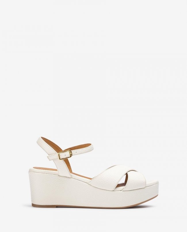 Sandales en cuir Unisa pour femme avec brides croisées - Blanc Sandales en cuir Unisa pour femme avec brides croisées - Blanc