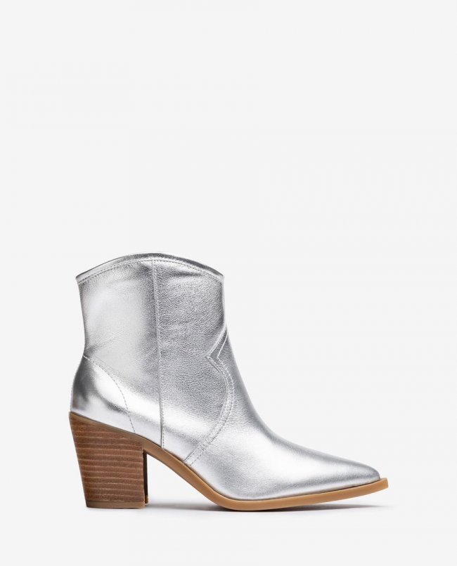 Unisa Bottines style cowboy non doublées pour femme - Argenté Unisa Bottines style cowboy non doublées pour femme - Argenté