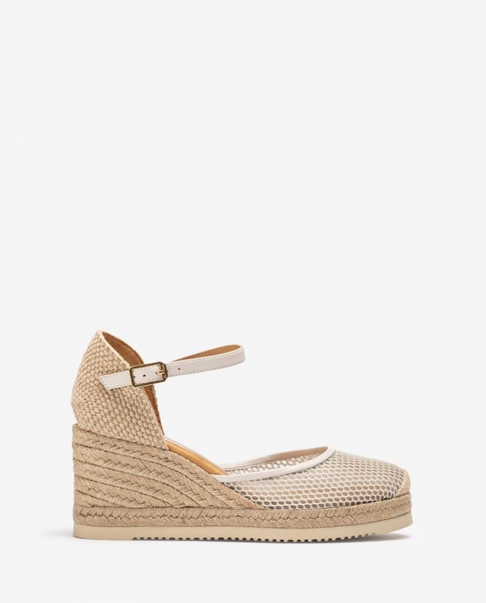 Espadrilles en résille et cuir Unisa pour femme - Blanc Espadrilles en résille et cuir Unisa pour femme - Blanc