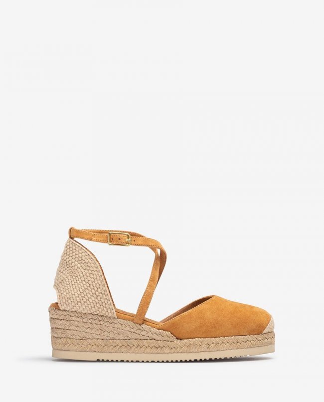 Espadrilles Unisa Femme en daim à brides croisées - Marron Espadrilles Unisa Femme en daim à brides croisées - Marron