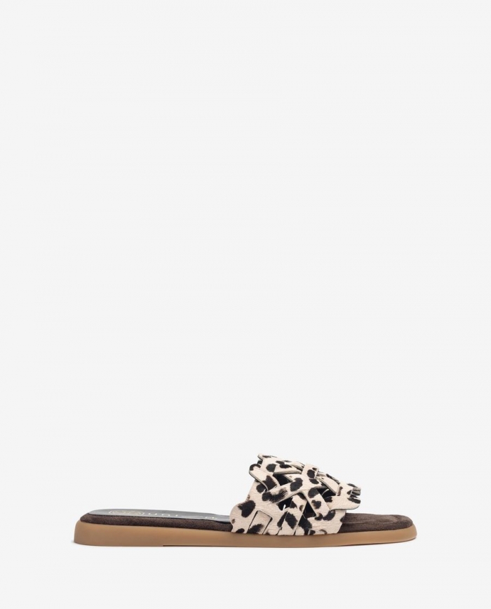 Sandales plates Unisa pour femme avec tige géométrique - Beige Sandales plates Unisa pour femme avec tige géométrique - Beige