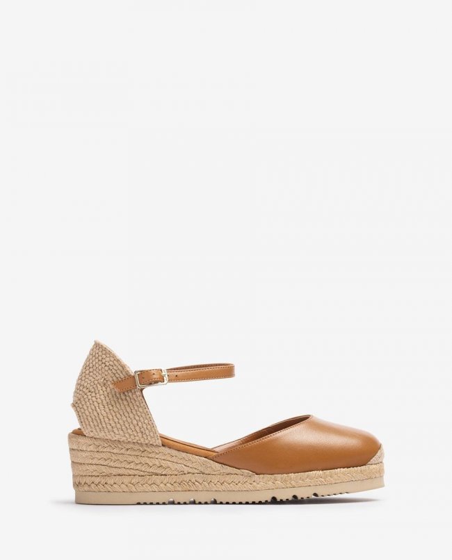 Espadrilles compensées basses en cuir Unisa pour femme - Marron Espadrilles compensées basses en cuir Unisa pour femme - Marron