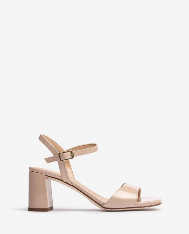 Sandales en cuir verni Unisa pour femme - Beige