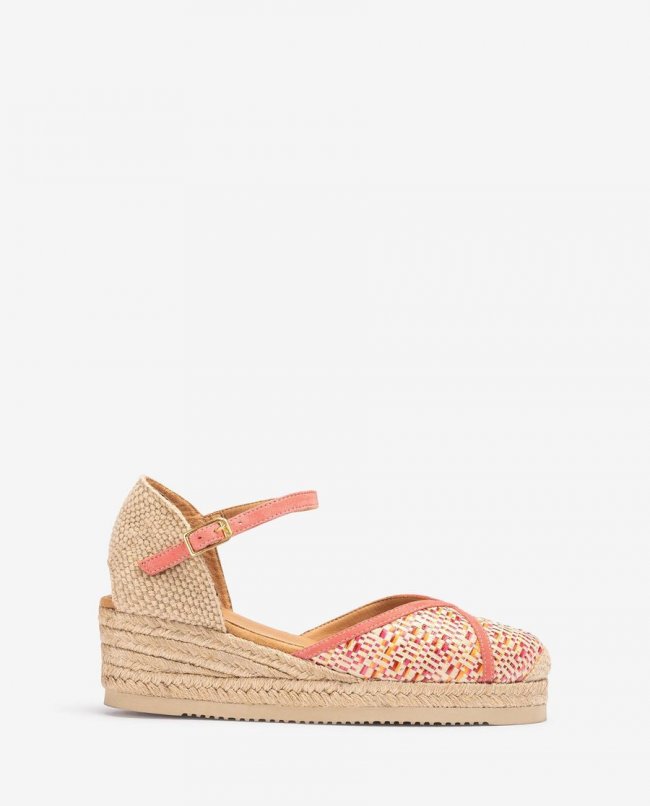 Espadrilles Unisa Femme avec tige en raphia - Rouge Espadrilles Unisa Femme avec tige en raphia - Rouge