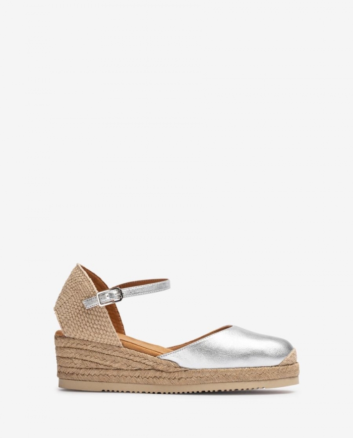 Espadrilles compensées métalliques Unisa pour femme - Argenté Espadrilles compensées métalliques Unisa pour femme - Argenté