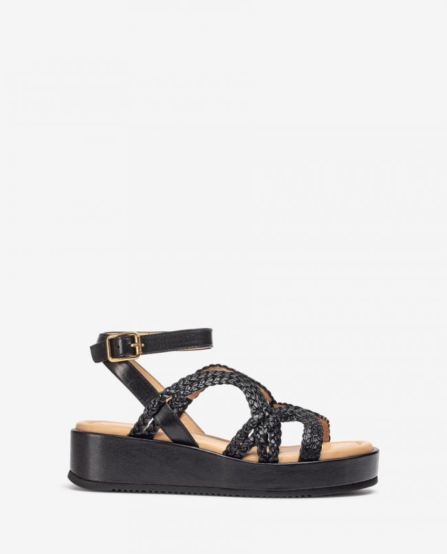 Sandales à fines brides tressées Unisa pour femme - Noir Sandales à fines brides tressées Unisa pour femme - Noir