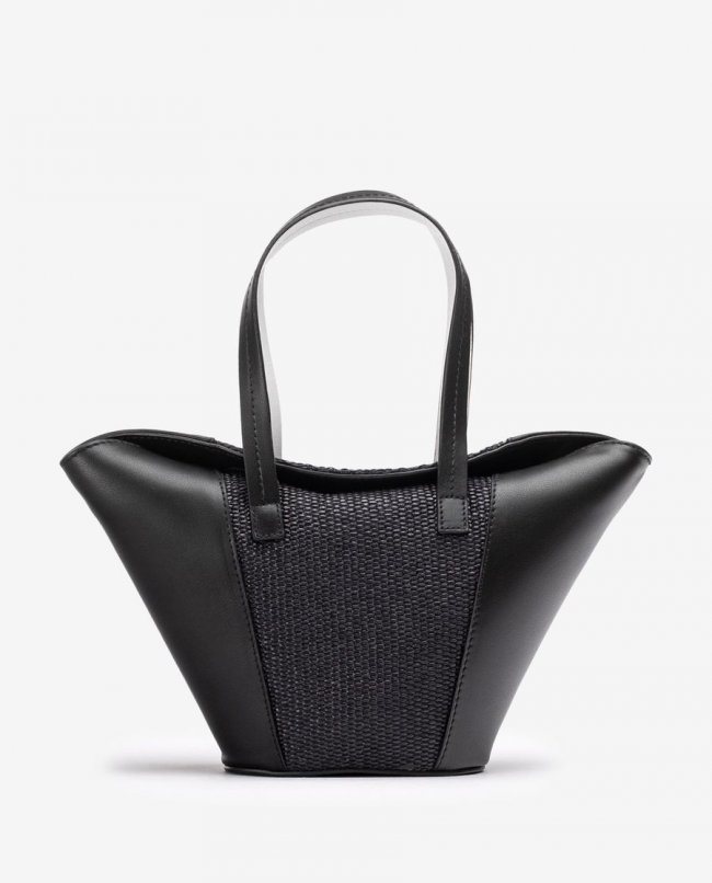 Petit sac Unisa en cuir et raphia pour femme - Noir Petit sac Unisa en cuir et raphia pour femme - Noir