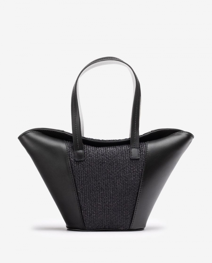 Petit sac Unisa en cuir et raphia pour femme - Noir Petit sac Unisa en cuir et raphia pour femme - Noir