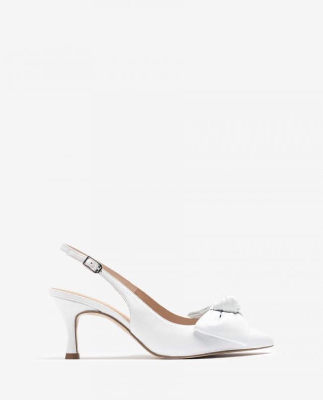 Sandales à bride arrière et bout pointu avec nœud Unisa pour femme - Blanc Sandales à bride arrière et bout pointu avec nœud Unisa pour femme - Blanc