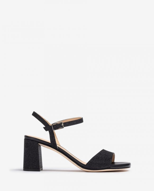 Sandales en tissu brillant Unisa pour femme - Noir Sandales en tissu brillant Unisa pour femme - Noir