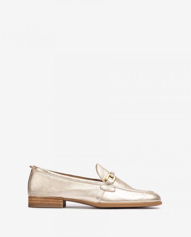 Mocassins Unisa Femme avec bordure en cuir assorti - Doré Mocassins Unisa Femme avec bordure en cuir assorti - Doré