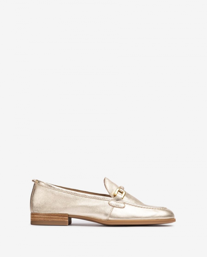 Mocassins Unisa Femme avec bordure en cuir assorti - Doré