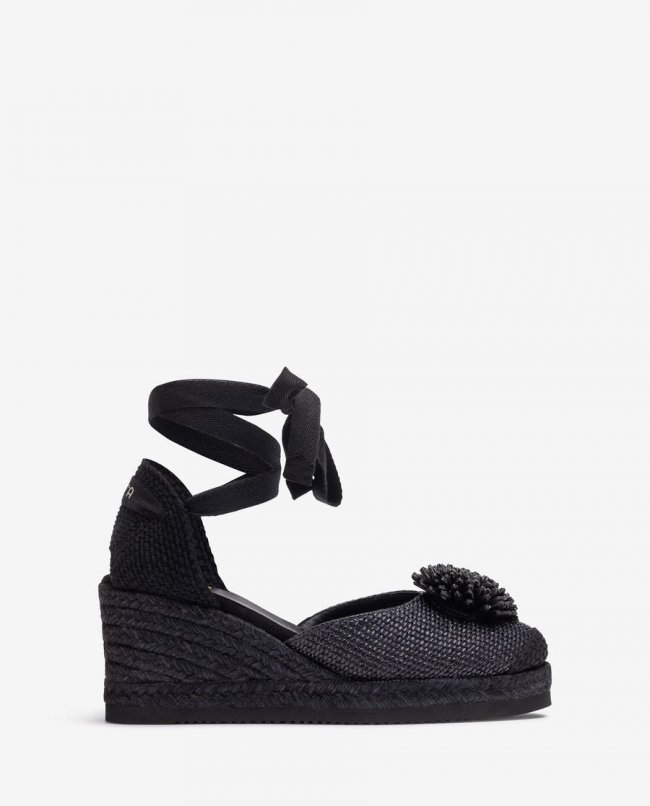 Espadrilles en raphia ornées Unisa Femme - Noir Espadrilles en raphia ornées Unisa Femme - Noir