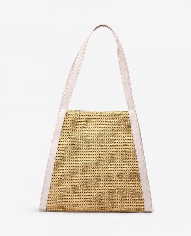 Sac à main en cuir et raphia Unisa pour femme - Ivoire Naturel Sac à main en cuir et raphia Unisa pour femme - Ivoire Naturel