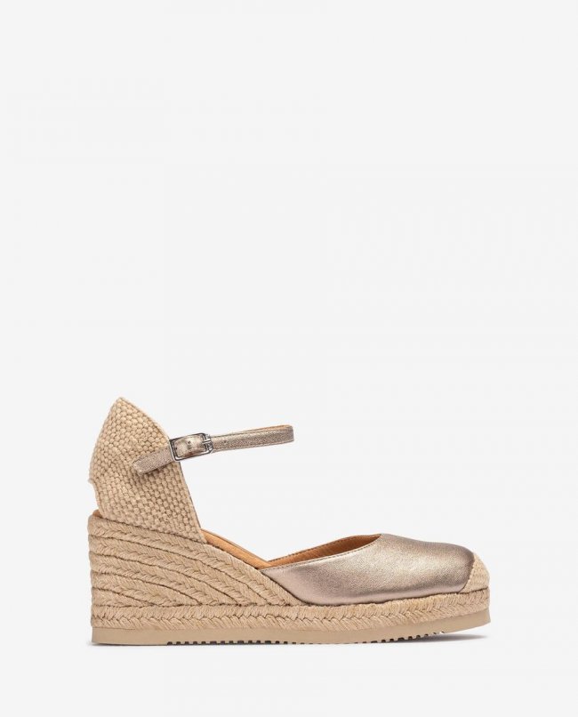 Espadrilles à talons hauts Unisa pour femme Espadrille en cuir métallisé - Bronze Espadrilles à talons hauts Unisa pour femme Espadrille en cuir métallisé - Bronze
