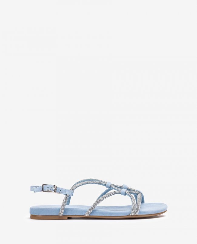 Sandales plates en daim Unisa pour femme - Bleu Sandales plates en daim Unisa pour femme - Bleu