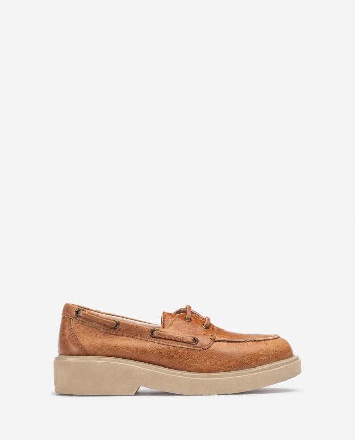 Chaussures bateau en cuir Unisa pour femme - Marron