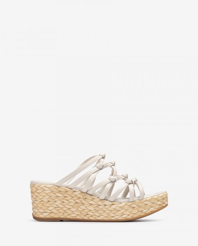 Sandales nouées en raphia naturel Unisa pour femme - Blanc Sandales nouées en raphia naturel Unisa pour femme - Blanc