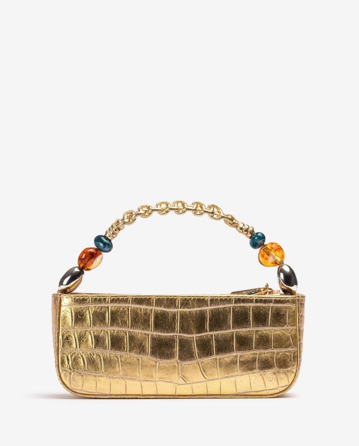 Sac à main Unisa avec poignée tressée et ornement - Doré Sac à main Unisa avec poignée tressée et ornement - Doré