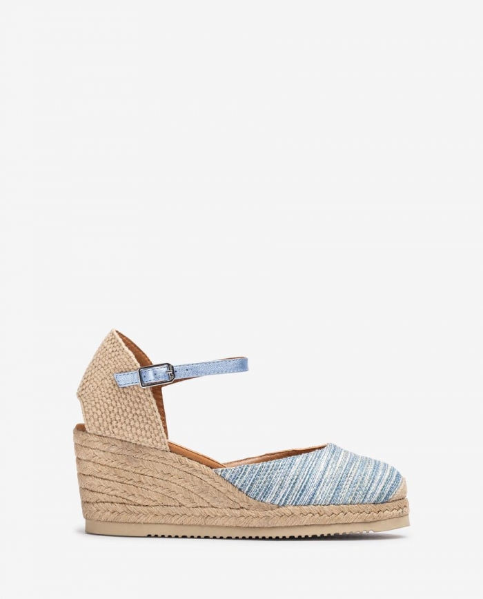Espadrilles à brides Unisa pour femme en tissu tissé - Bleu Espadrilles à brides Unisa pour femme en tissu tissé - Bleu