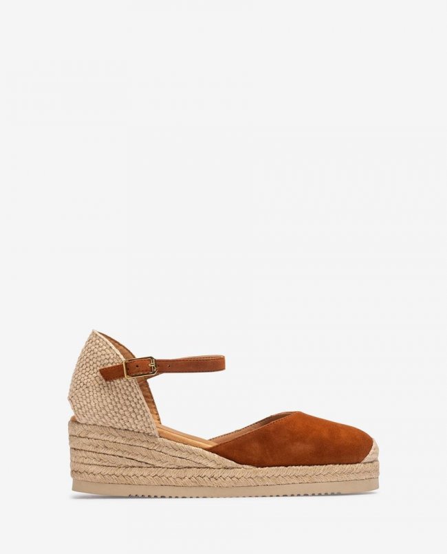 Espadrilles compensées basses en daim Unisa pour femme - Marron Espadrilles compensées basses en daim Unisa pour femme - Marron