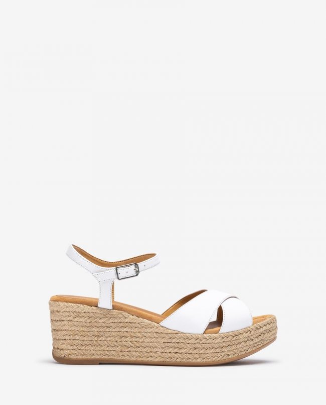 Sandales croisées en raphia Unisa pour femme - Blanc Sandales croisées en raphia Unisa pour femme - Blanc
