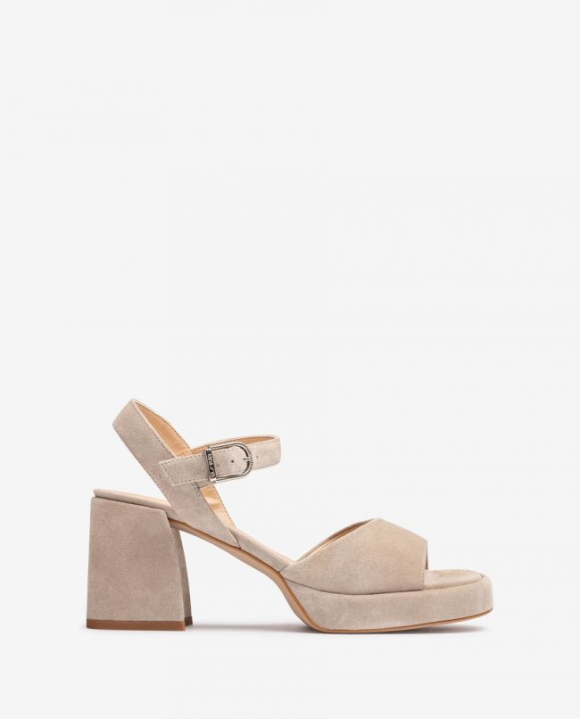 Sandales Unisa Femme en daim à talon carré - Beige Sandales Unisa Femme en daim à talon carré - Beige