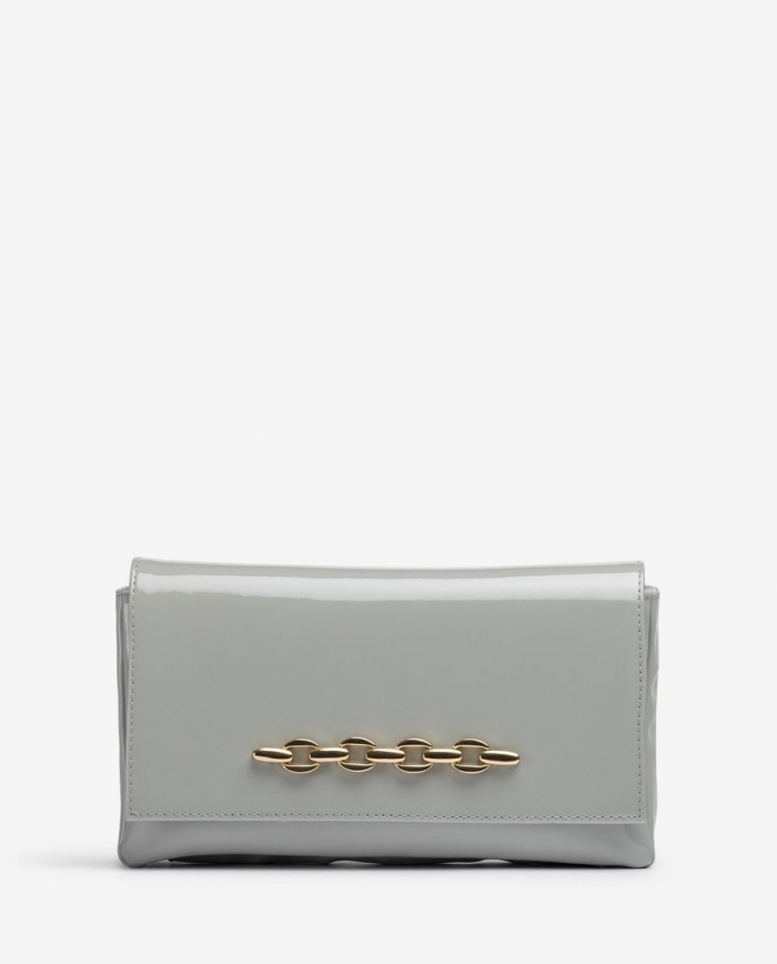 Sac à main Unisa en cuir verni avec bordure décorative - Gris Sac à main Unisa en cuir verni avec bordure décorative - Gris