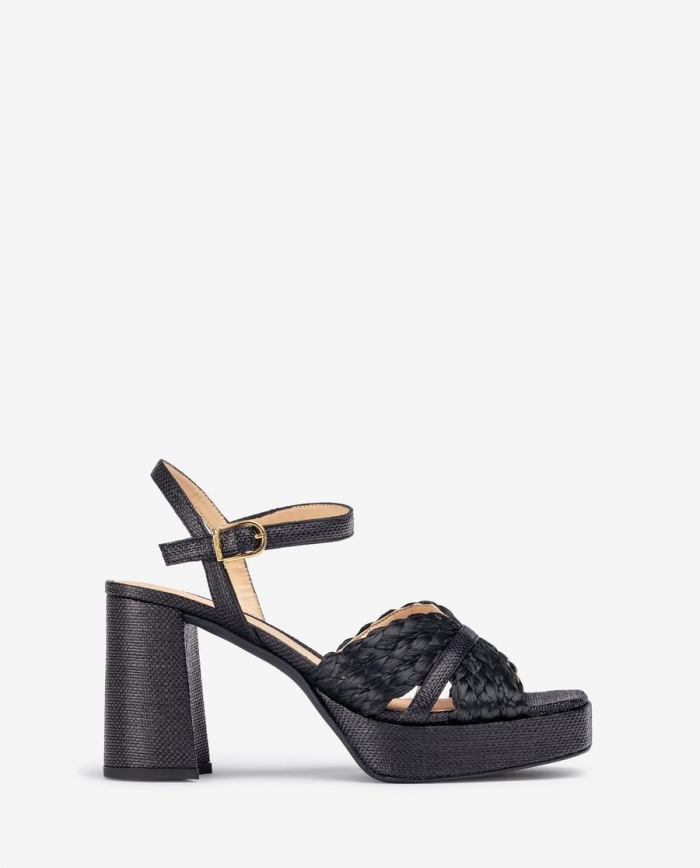 Sandales à plateforme en raphia Unisa pour femme - Noir Sandales à plateforme en raphia Unisa pour femme - Noir