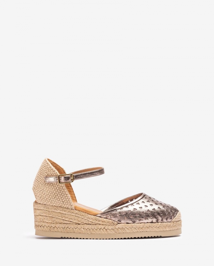 Espadrilles compensées basses Unisa avec détails perforés pour femme - Bronze