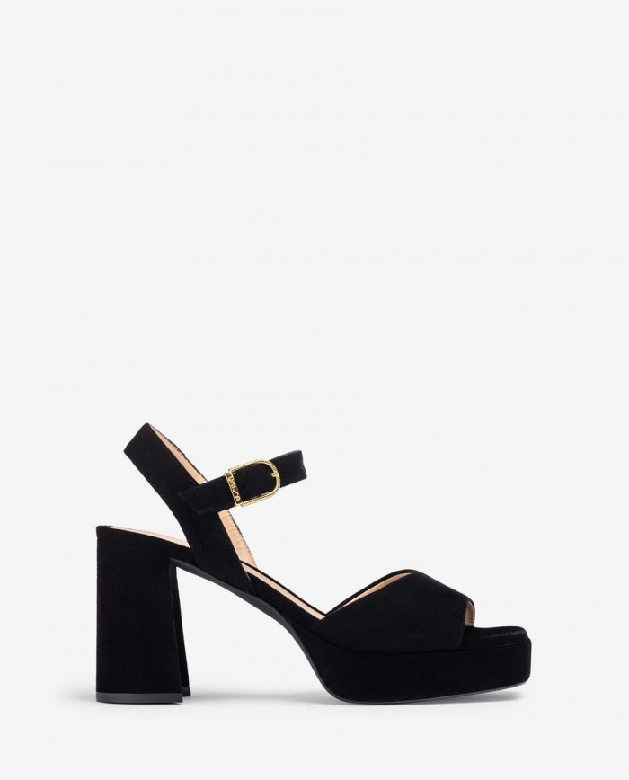 Sandales à talons carrés en daim Unisa pour femme - Noires Sandales à talons carrés en daim Unisa pour femme - Noires