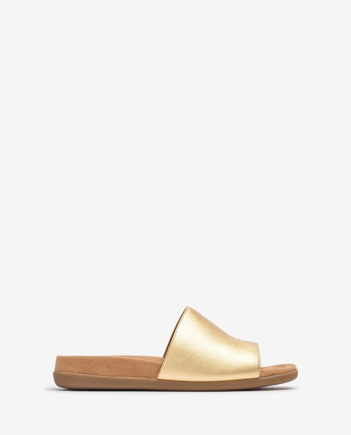 Sandales plates métallisées Unisa pour femme - Doré