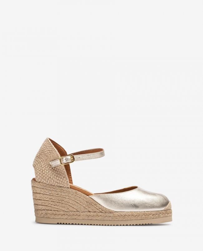 Espadrilles à bride arrière en cuir métallisé Unisa pour femme - Doré Espadrilles à bride arrière en cuir métallisé Unisa pour femme - Doré