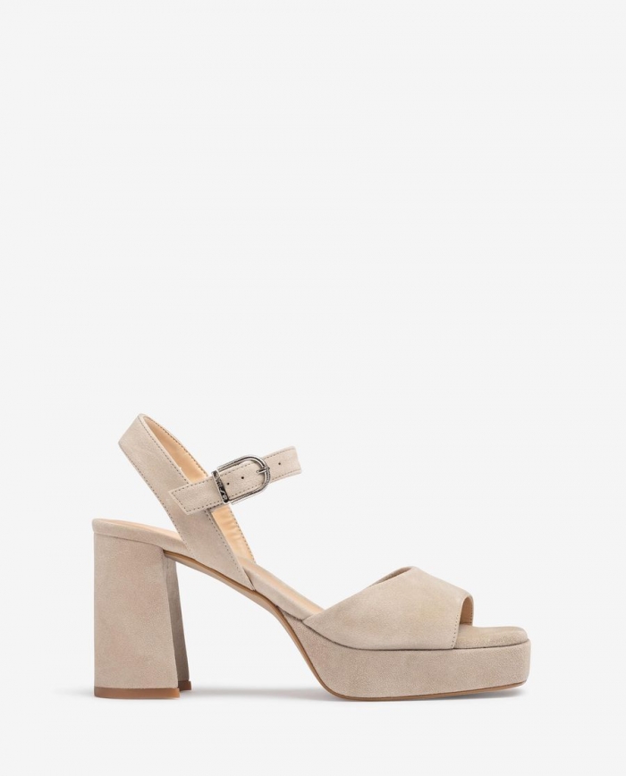 Sandales Unisa Femme en daim à talon carré - Beige Sandales Unisa Femme en daim à talon carré - Beige