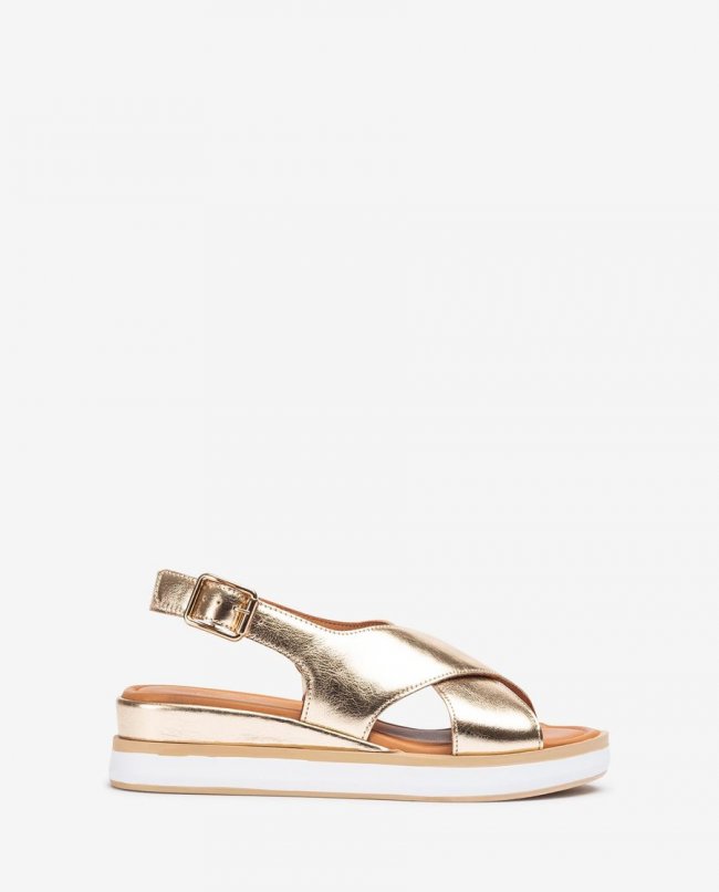 Sandales larges croisées Unisa pour femme - Doré Sandales larges croisées Unisa pour femme - Doré
