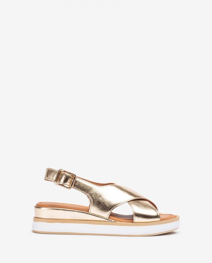 Sandales larges croisées Unisa pour femme - Doré Sandales larges croisées Unisa pour femme - Doré