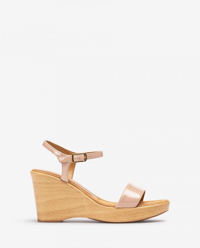 Sandales compensées Unisa effet bois pour femme - Rose Sandales compensées Unisa effet bois pour femme - Rose