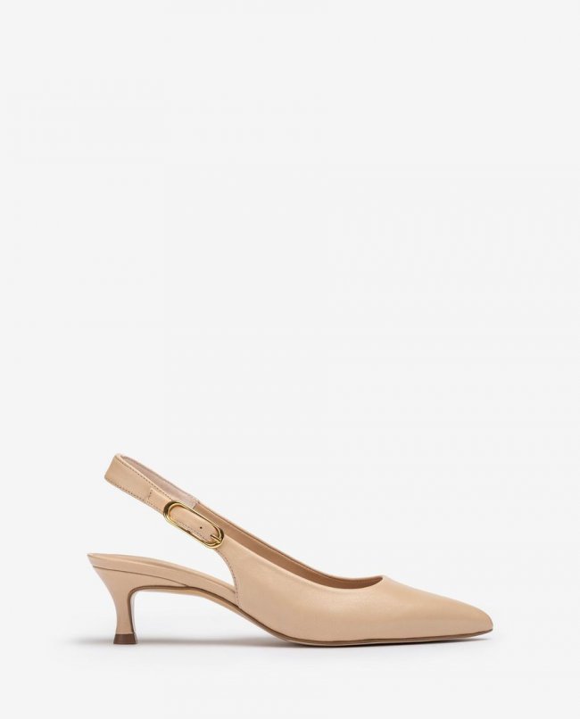 Escarpins à bride arrière en cuir Unisa pour femme - Beige Escarpins à bride arrière en cuir Unisa pour femme - Beige