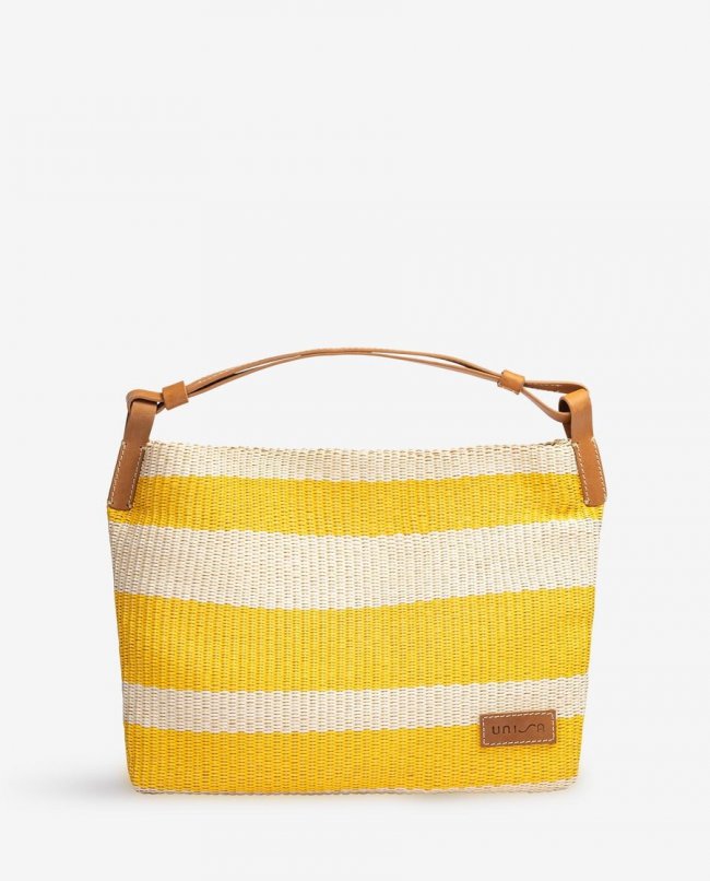 Sac moyen en raphia naturel Unisa pour femme - Jaune Sac moyen en raphia naturel Unisa pour femme - Jaune