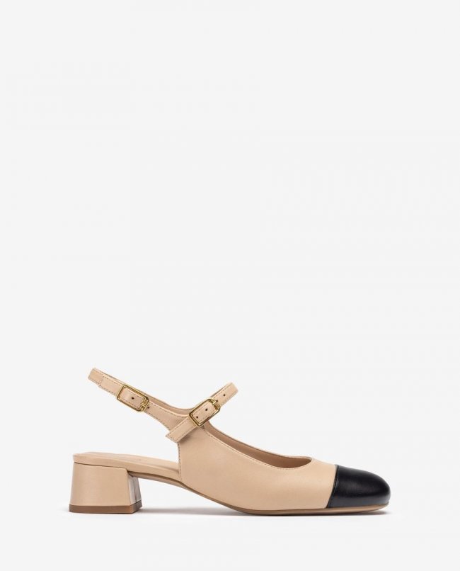 Ballerines Unisa femme à bout carré et bride arrière - Beige Ballerines Unisa femme à bout carré et bride arrière - Beige